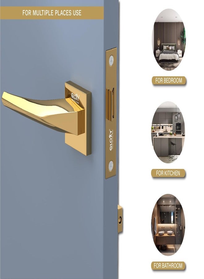 GLOXY Brass Door Lock Set for Bathroom, Mortise Door Lock Handle Set for Balcony, Keyless Lock Handle Set for Storeroom |Gold Finish (2 Years Warranty, Pack of 1) - Image 5